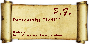 Paczovszky Fidél névjegykártya